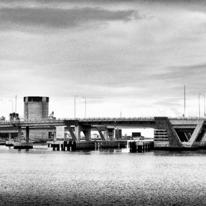 striking shape of bridge at Port Adelaide