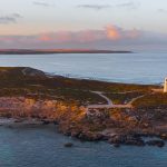Drone landscape image of Corny Point lighthouse